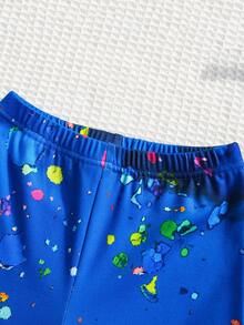 Bộ đồ ngủ bó sát thoải mái 2 món cho bé trai mới biết đi, dễ thương, cổ tròn, tay dài, in họa tiết khủng long kỹ thuật số định vị bằng laser - Xanh đậm - Xem 5