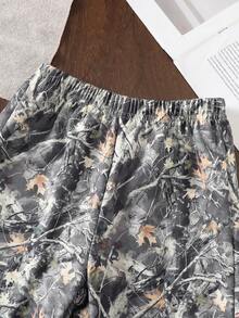 SHEIN Streecool Kids 2pcs/Set Young BoyCasual Camouflage All-Over Print Hoodie Sweatshirt & Elastic Waist Pants, Suitable For Autumn/Winter Casual Occasions, Fits 4-7Y Real Tree Boy Clothes Toddler Boy Camo Camo Set Kids Boys Camo Outfit Kids Cargo Outfit Young 6 Camo - Multicolor - View 4