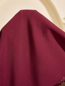 少女连衣裙：优雅精致的数码印花，搭配可调节腰带和舒适的长袖设计，非常适合春秋季穿着。 - 酒紅色 - 查看 9