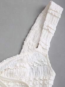 SHEIN PETITE Women's Summer Casual Vacation Style Knot Ruffle Hem Bodycon Mini Dress - Apricot - View 5