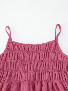 Sparklyn 2pcs/Set Teen GirlCasual Camisole Top And Wide Leg Pants Set, Woven Fabric, Elastic Waist, Summer - Pink - View 6