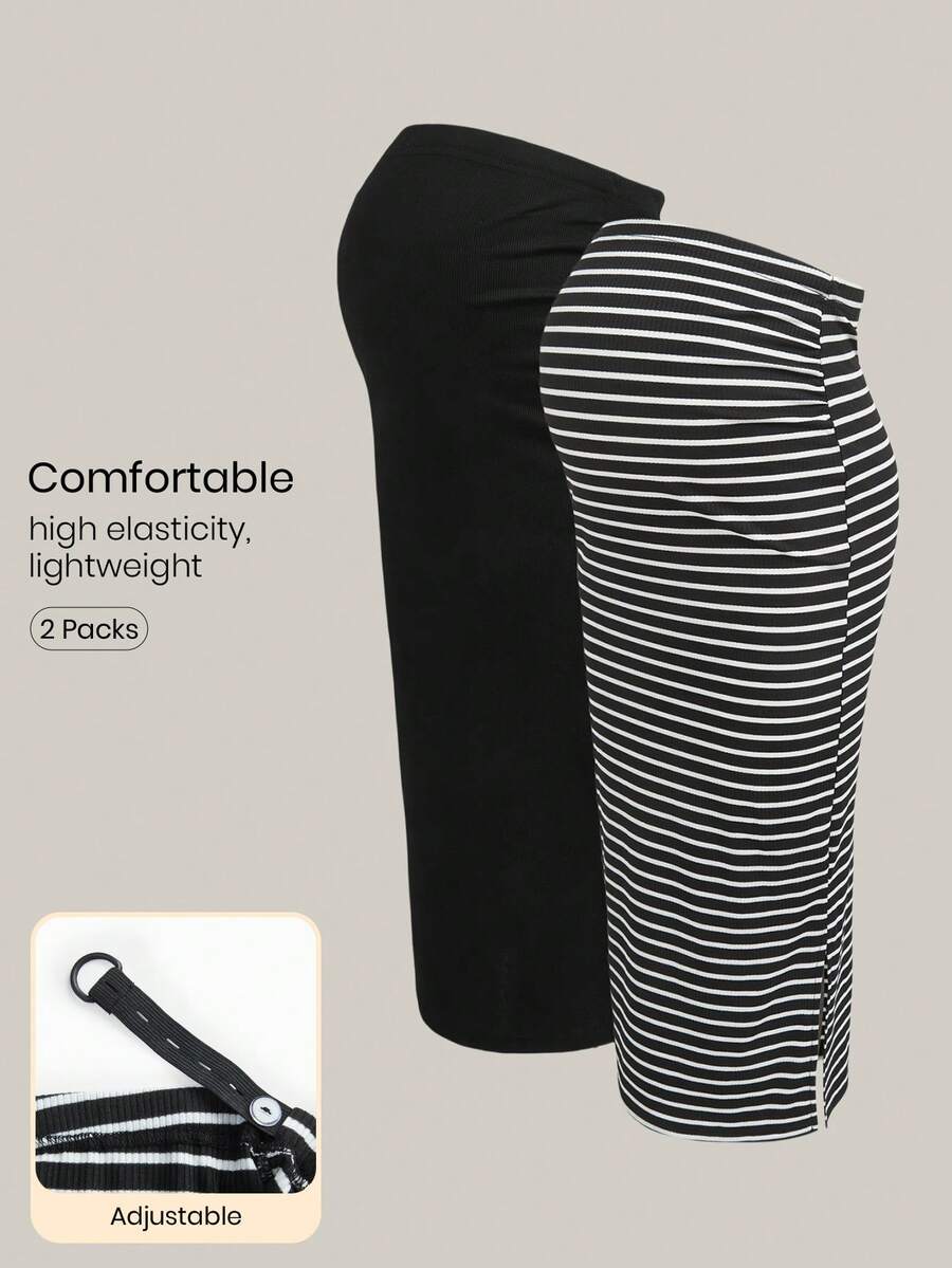 SHEIN 可调节腰围孕妇铅笔裙 - 彩色 - 查看 1