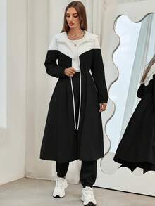 Mulvari Women's Color Block Hooded Jacket And Pants Set 2 Pieces Set Fall Cloth For Women