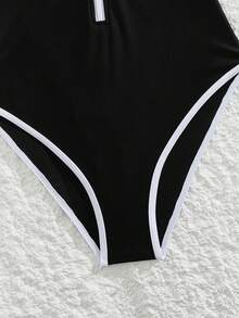 Swim SPRTY 1 pieza Traje de baño deportivo de una sola pieza con diseño de cordón para mujer - Blanco y Negro - Ver 15