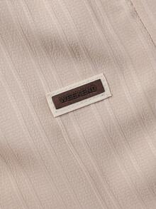 SHEIN Casuvi Kids 男童卡其色竖条纹罗纹宽松直筒裤，休闲百搭春夏新款，经典简约易搭，适合校园、都市休闲、周末聚会等场合。 - 卡其色 - 查看 11