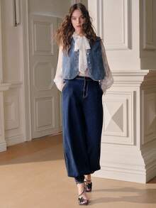 Anewsta Savoree 女士时尚牛仔哈伦裤，秋季款 - 藍色 - 查看 6