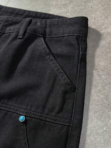 ROMWE MEN Street Life Men's Casual Versatile Denim Shorts, Summer - Black - View 6