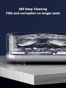 Teckwe 1 pieza Limpiador ultrasónico portátil de unicolor para el hogar, de bajo ruido, de material ABS, con vibración ultrasónica, descontaminación, limpieza eficiente de gafas, joyas, relojes y manchas, para uso doméstico, dormitorio y viajes, con conexión Tipo C y capacidad de batería de 200mAh - Blanco - Ver 2