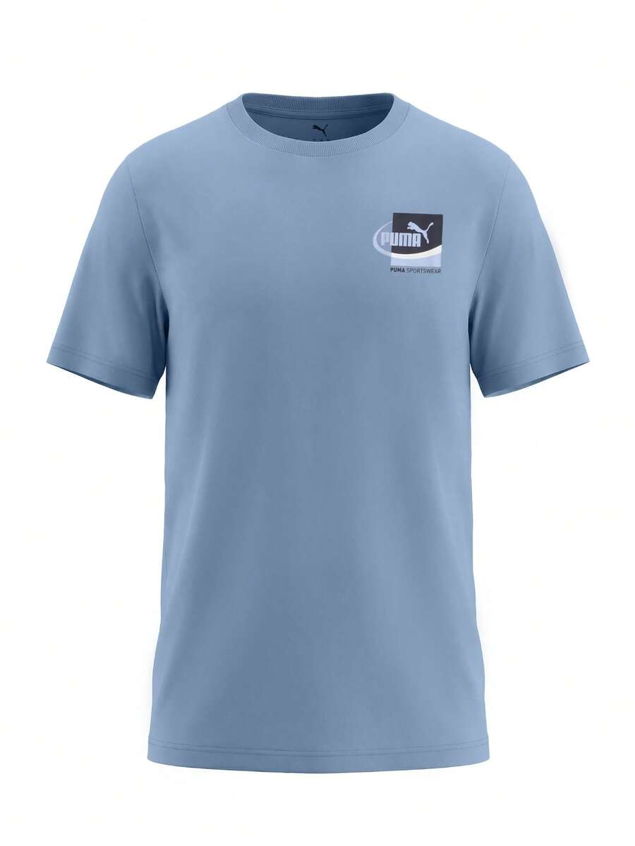 Puma Graphic Small Box Men T-Shirt Blue - 藍色 - 查看 1