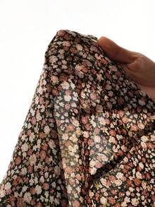 Boho Mama Maternity Clothes Maternity Dress Bohemian Vacation Summer Black Floral Square Neck Puff Sleeve Drawstring Waist Nursing Dress - Multicolor - View 9