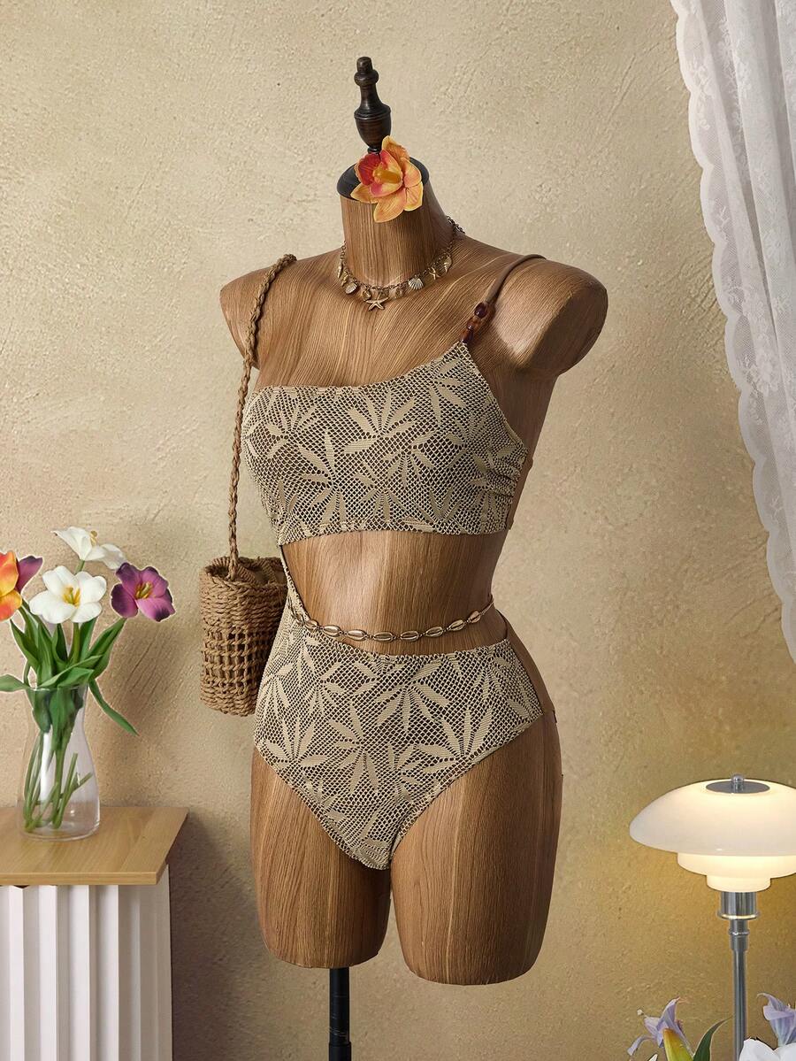 Swim Vcay Women's Hollow-Out One-Piece Swimsuit, Suitable For Beach Vacation - Brown - View 1