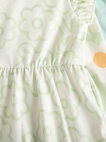 Souflis Souflis 4件套法式碎花印花女婴/幼儿可爱花朵短袖荷叶边连衣裙，夏季 - 彩色 - 查看 6