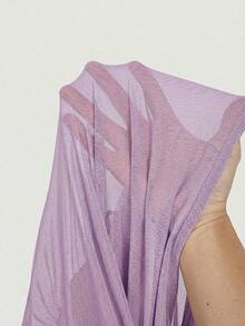 SHEIN MOD Áo thun tay loe dáng rộng, vạt bất đối xứng, phong cách Punk, Hàn Quốc, thích hợp cho mùa tựu trường, dành cho giáo viên, công sở, trường học, trang phục phương Tây cho nữ, cổ điển, tiệc brunch, áo cơ bản, phong cách quý tộc, thời trang đường phố, phong cách Gothic. - Màu Lilac Tím - Xem 6