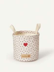 Cozy Pixies 波点爱心图案多尺寸收纳篮，适合存放玩具/婴儿房用品 - 米色 - 查看 9