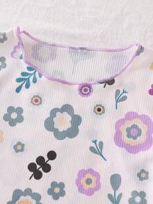 女婴碎花荷叶边睡衣套装，乡村风格 - 彩色 - 查看 6