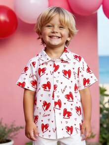 Áo len cardigan cổ polo tay ngắn in hình trái tim ngày lễ tình nhân màu đỏ cho bé trai/bé gái mùa xuân/hè, thích hợp cho tiệc sinh nhật, lễ rửa tội, lễ kỷ niệm sinh nhật lần thứ 1, dạ tiệc, biểu diễn, đám cưới, ngày lễ tình nhân và các dịp khác - Nhiều màu - Xem 2