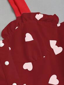 Sweetra Women's Simple Heart Printed Daily Dress Mini Short Women Outfit - Burgundy - View 3