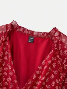 lacRébo Romantic Floral Print Mini Dress With Ruffle Details Spring Women Clothes Autumn Dress Spring Women Clothes Spring Summer Red Dress - Red - View 9
