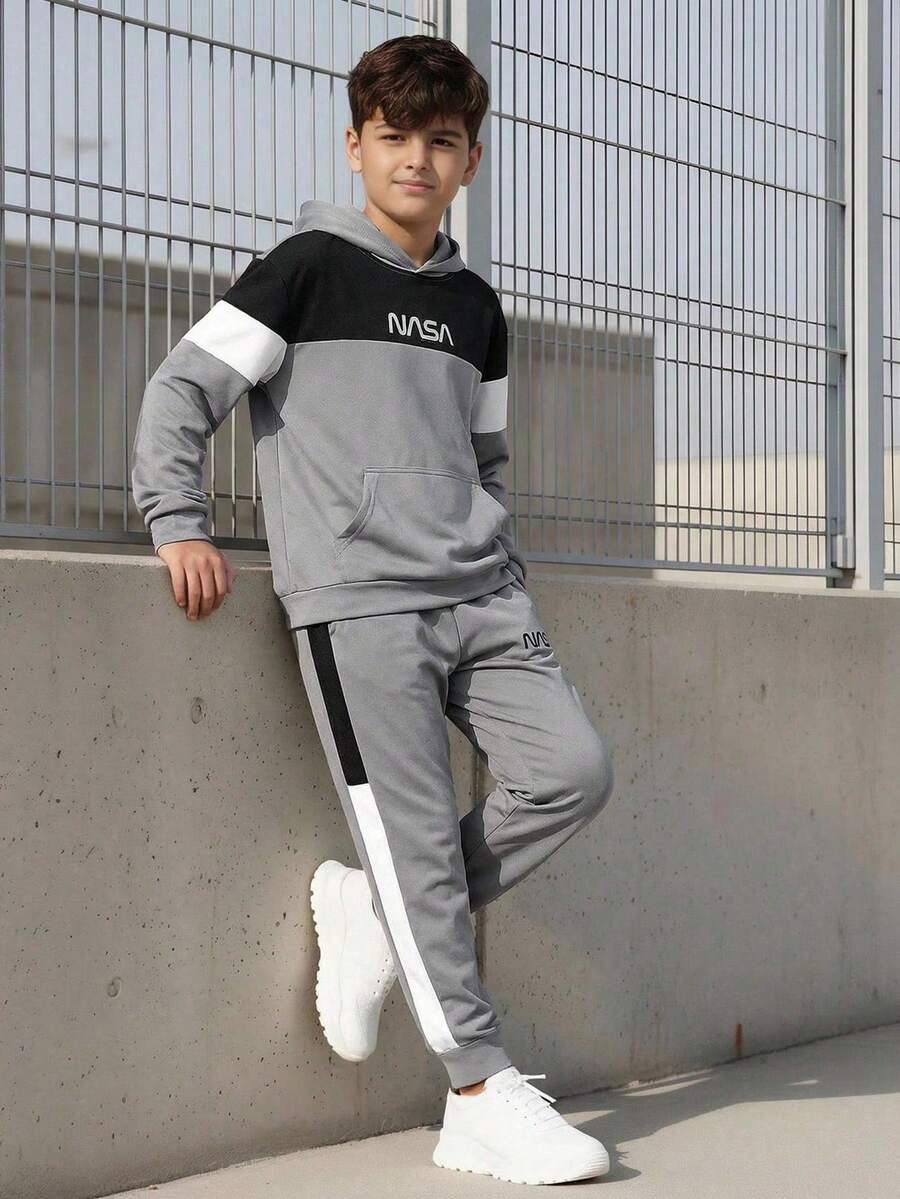 Vacaura 2 件青少年男孩休闲酷炫舒适连帽衫和裤子套装