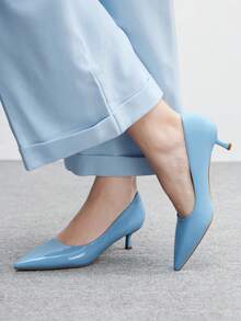 CUCCOO BIZCHIC Women's Fashion Black Comfortable Pointed Toe Kitten Heel Slip-On Shoes, Suitable For Commuting, Dates, Parties And Vacations For Vibe And Spring Shoes Spring Break Easter Spring Shoes - Royal Blue - View 3