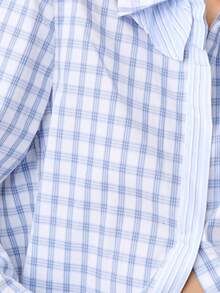 Nöista Checkered Blouse Features A Ruffled Collar And Cuffs Withith Its Button-Down. Spring, Summer, Woman. - Blue - View 6