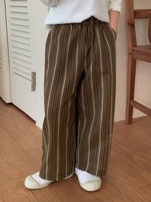 DAZY Young Boys' Casual Loose Striped Pants - Brown - View 1