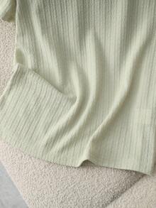 GlowEve New Unique Textured Round Neck Stylish Design Women T-Shirt - Mint Green - View 3