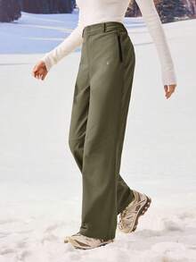 OutZeal Quần nữ dã ngoại chống thấm nước, ống loe rộng, có túi khóa kéo, thích hợp cho leo núi, cắm trại. - xanh quân đội - Xem 5