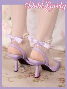 Dola Lovely Fashionable Women Faux Pearl Bow High Heels, Comfortable Versatile Pumps Spring Shoes Spring Break Easter Valentine's Day - Mauve Purple - View 3