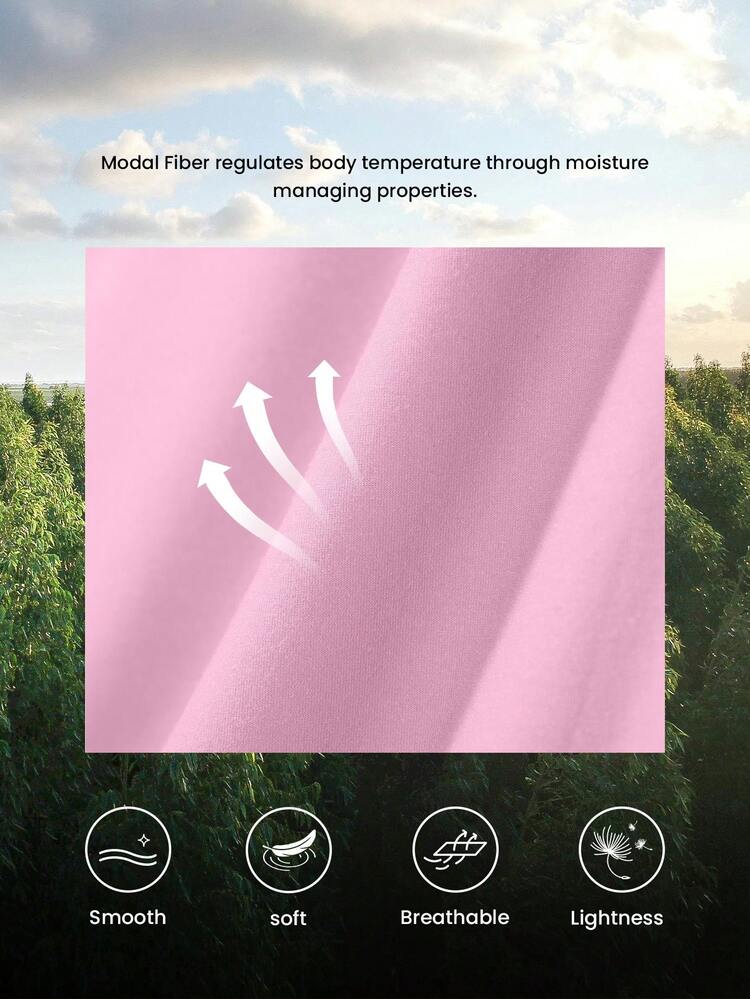 Conjunto de Pijama Longo Feminino Arejado Rosa com Inserção de Renda TENCEL™ Modal Super Macio, Conjuntos de Loungewear, Lingerie, Intimates Nupciais, Primavera e Verão