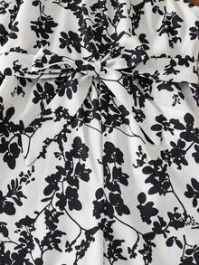 SHEIN 少女碎花无袖休闲连体裤 - 黑與白 - 查看 5