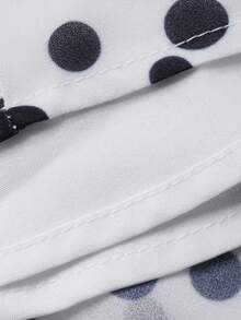 Livesso Đầm midi cổ chữ V chấm bi cho nữ, thích hợp đi nghỉ mát mùa hè. - Đen và trắng - Xem 7