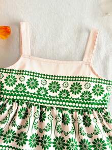 Travachic KIDS Young Girl Floral Print Ruffle Hem Bohemian Style Summer Dress - Multicolor - View 3