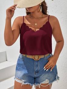 SHEIN Frenchy Áo camisole mùa hè dành cho nữ cỡ lớn, viền ren - Màu tím - Xem 6