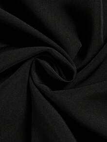 Elenzga 大码优雅刺绣撞色长袖纽扣休闲衬衫，适合约会和情人节穿着 - 黑色 - 查看 5