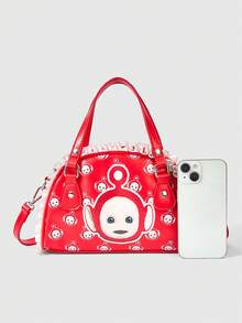 Teletubbies X ROMWE Cute Cartoon PU Crossbody Shoulder Handbag - Red - View 3
