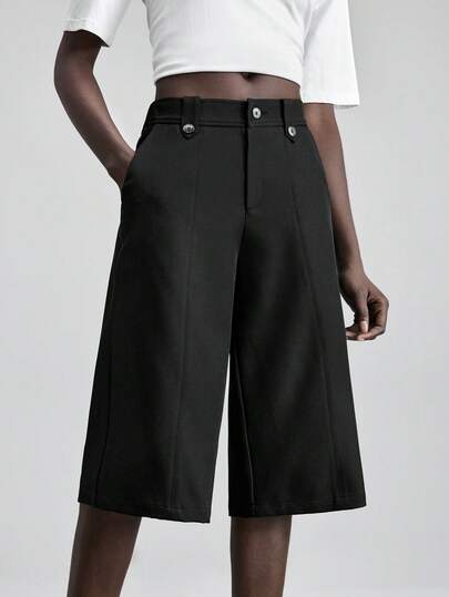 Ontre 2026SS Nya Damshorts, Lös passform, Business Casual Minimalistisk Mode, Vår/Sommar