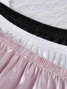 3-częściowy komplet piżamowy dla dziewcząt, jednokolorowy kardigan z kieszeniami i haftem w kształcie serca, krótki rękaw i spodenki, swobodny, wygodny strój domowy, odpowiedni na spotkania rodzinne i do noszenia w pomieszczeniach, letni - Wielokolorowe - Zobacz 6