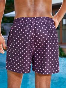 Manfinity VDAYZ Quần short đi biển dáng rộng chấm bi, có dây rút, thích hợp cho mùa hè. - Nhiều màu - Xem 4