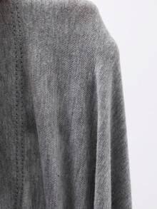 DAZY Asymmetrical Asymmetric Shoulder Design Niche Off-Shoulder Long Sleeve Cinched Waist Batwing Women T-Shirt - Grey - View 8
