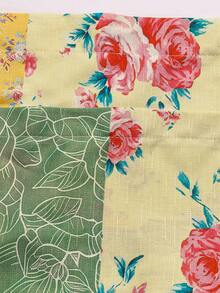 Sunspun Quần ống rộng họa tiết hoa nhí chắp vá cổ điển, kiểu dáng thanh lịch thường ngày, đầm yếm rộng rãi thoải mái, đa năng, thiết kế độc đáo dành cho nữ, thích hợp cho mùa xuân/hè. - Nhiều màu - Xem 3