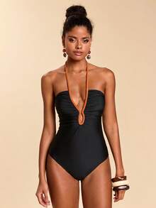 Travachic Women's Beach Vacation Casual One Piece Swimsuit - Multicolor - View 6