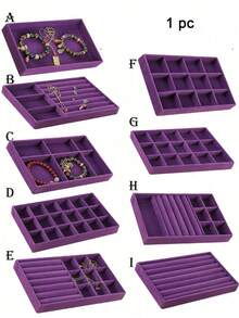 Jewelry Tray Organizer, Jewelry Necklace Earring Ring Display Storage Box, Stackable Jewelry Holder Case Makeup Cosmetic Organizer For Earrings Necklace Rings Bracelets Pendants Pearl - Purple - View 14