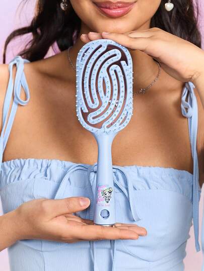 FanGlow THE POWERPUFF GIRLS X SHEIN 1 把镂空发梳/透气造型梳，带手柄，适用于所有发质的顺发梳，男女通用，干湿两用，圣诞节小礼物，生日礼物，周年纪念礼物