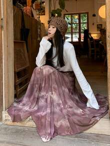 DAZY 棕色美人鱼裙，宽松休闲风，适合春夏穿着，情人节假期也适用 - 棕色 - 查看 9