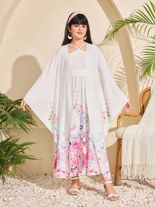 2pcs Girls Jacket + Dress Set, Featuring Traditional Elements Decoration, Stretchy Silhouette And Formal Occasion Details, Suitable For Formal Events - Multicolor - View 6