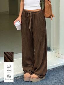 Flirla Quần nữ ống đứng, cạp chun, chất liệu vải có họa tiết, kiểu dáng thường ngày. - màu nâu - Xem 6