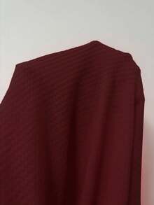 Lymera Women's Casual Everyday Commute Solid Color Waffle Fabric Notched Neck Button Loose T-Shirt, Summer - Burgundy - View 6