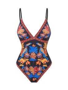 Swim Vcay Tropical Print One-Piece Swimsuit, Spring/Summer - Multicolor - View 5