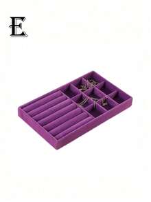 Jewelry Tray Organizer, Jewelry Necklace Earring Ring Display Storage Box, Stackable Jewelry Holder Case Makeup Cosmetic Organizer For Earrings Necklace Rings Bracelets Pendants Pearl - Purple - View 3